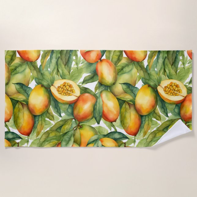 Serviette De Plage Fruits et feuilles de mangue  (Devant)