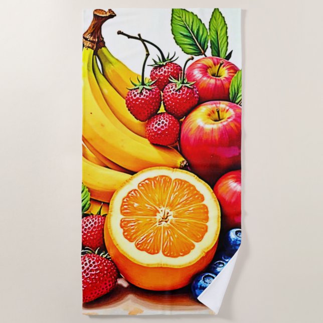 Serviette De Plage Fruits frais vibreux, délice design (Devant)