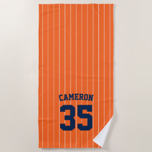 Serviette De Plage Fully Editable Colors Baseball Jersey Stripes Name