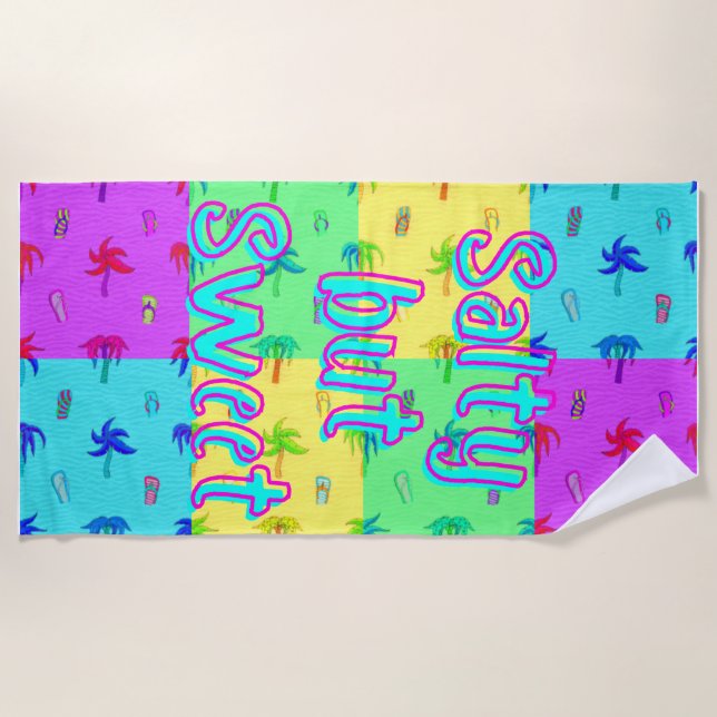 Serviette De Plage Fun Coloré Été Moderne (Devant)