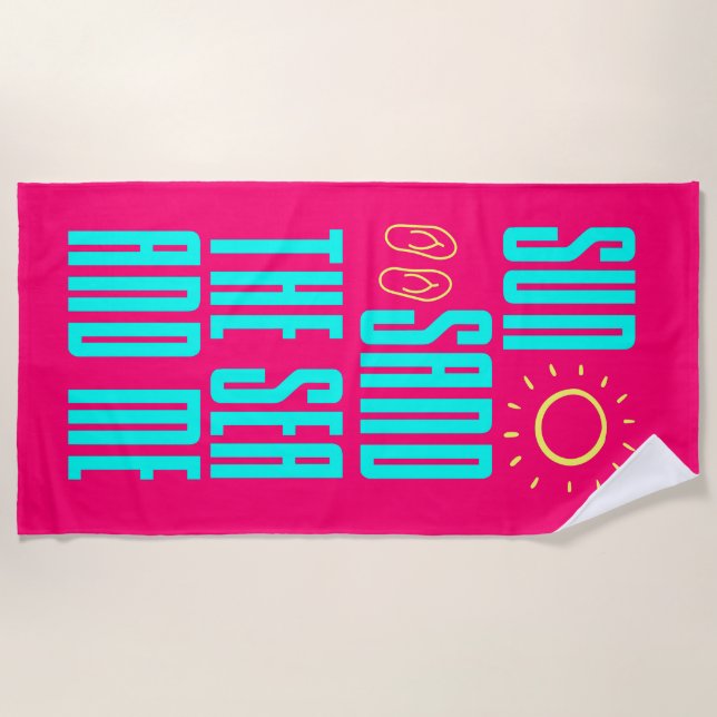 Serviette De Plage Fun Coloré Été Moderne (Devant)