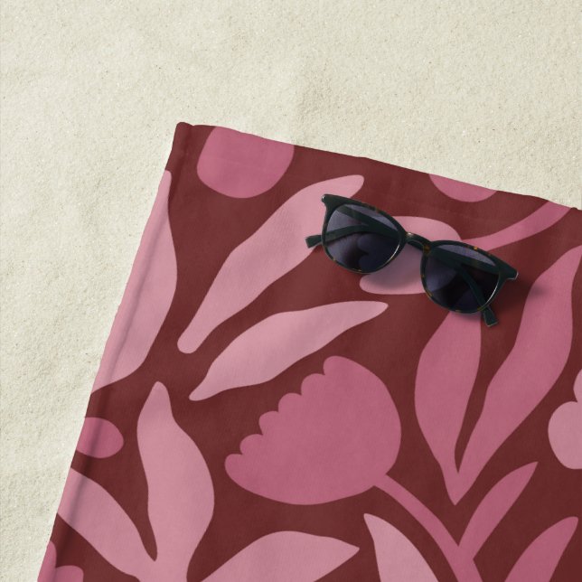 Serviette De Plage Fun Grand Fleur Couleur Gras (En situation)