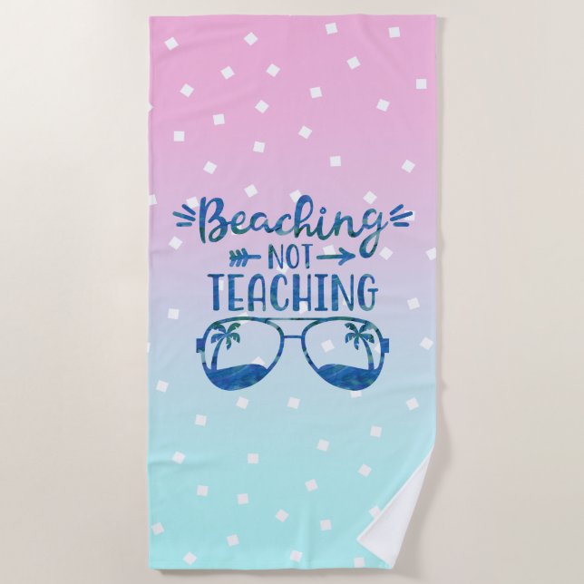 Serviette De Plage Funky Enseignant Pastel Blue Rose Ombre Aquarelle (Devant)