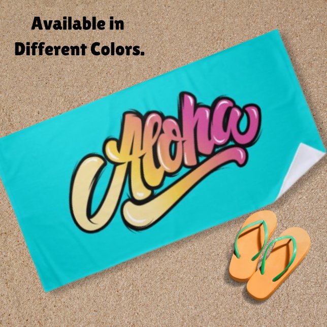 Serviette De Plage Funky Modern Aqua Blue Hawaiian Aloha (Créateur téléchargé)