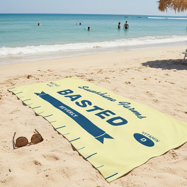 Serviette De Plage Funny BASTED Butter Stick Personalized Yellow  (Custom Stick of Butter Beach Towel. Personalize with your name and customize all text)