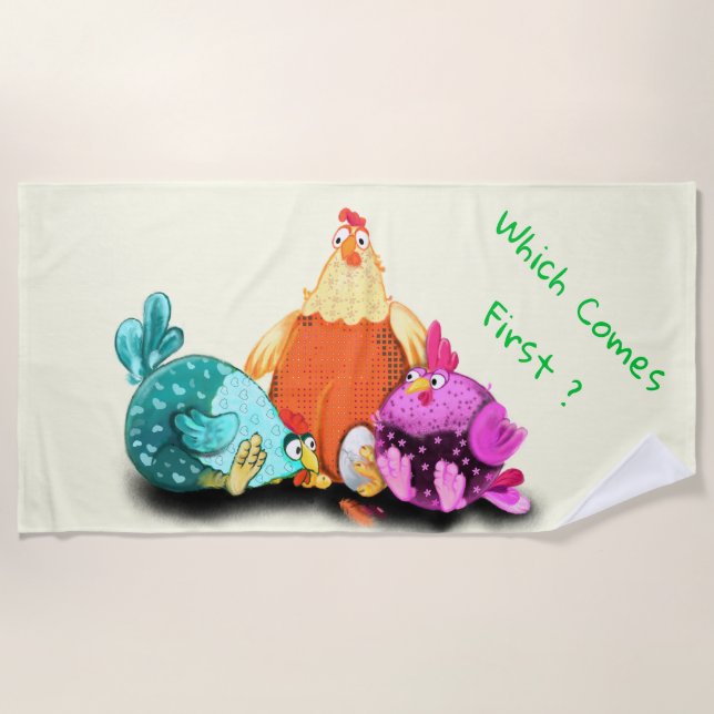 Serviette de plage Funny Chickens pour enfants - T (Devant)
