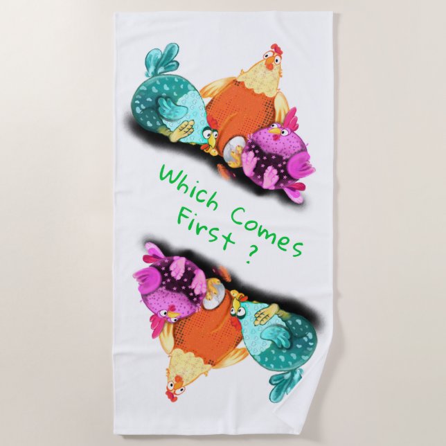 Serviette de plage Funny Chickens - Texte personna (Devant)