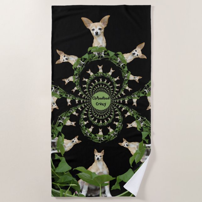 Serviette De Plage Funny Chihuahua Dog Cute Tan White Psychedelic (Devant)