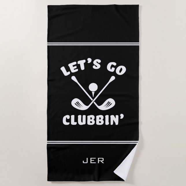 Serviette De Plage Funny Golf Club Humour Modern Golfer Sports Noir (Devant)