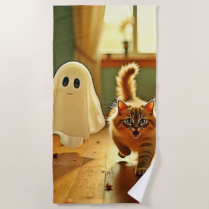 Serviette De Plage Funny Kitten Éffrayant Friend