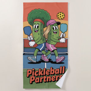 Serviette De Plage Funny Pickleball Pickleball Partenaires Mascot Bea