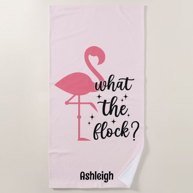 Serviette De Plage Funny rose Ce que le Flamant rose Flock Personnali (Devant)