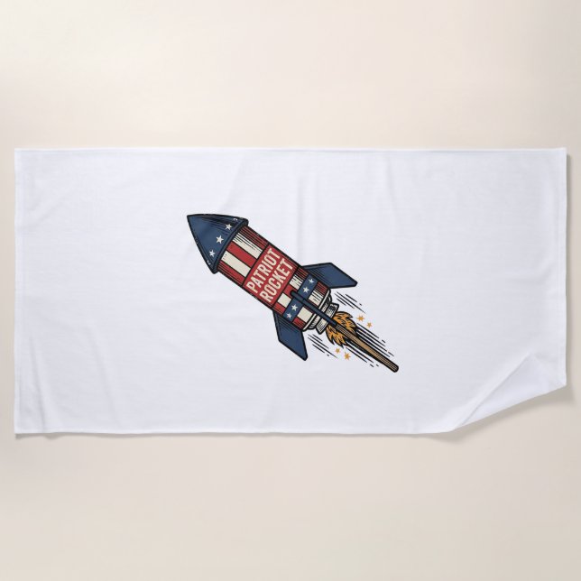 Serviette De Plage Fusée Patriot 4 juillet Conception de feux d'artif (Devant)