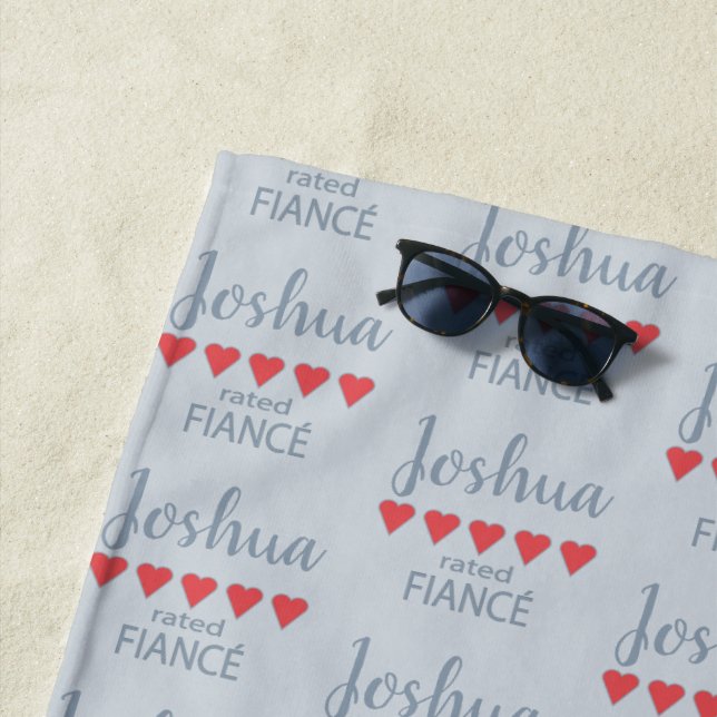 Serviette De Plage Futur marié et cortège de mariage 5 coeurs (En situation)