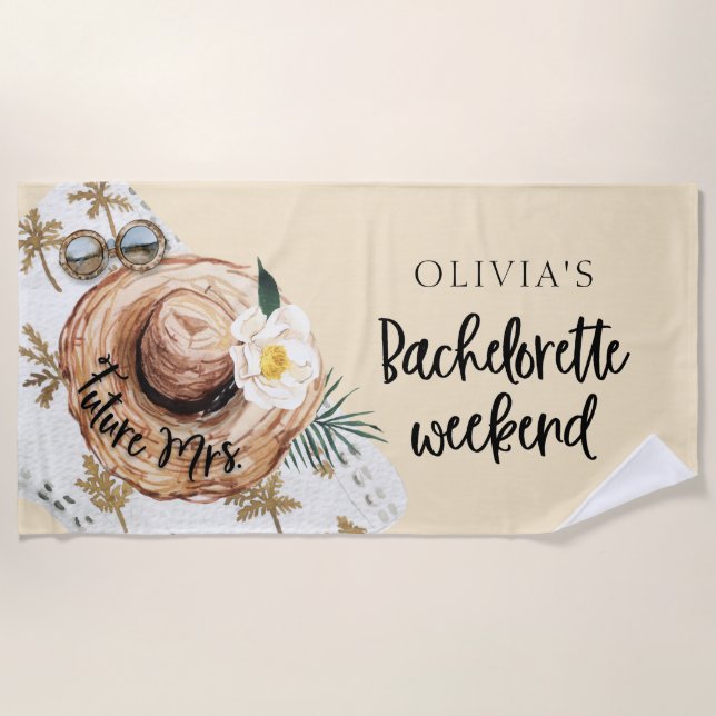 Serviette De Plage Futur Mme Bachelorette Week-end Tropical (Devant)