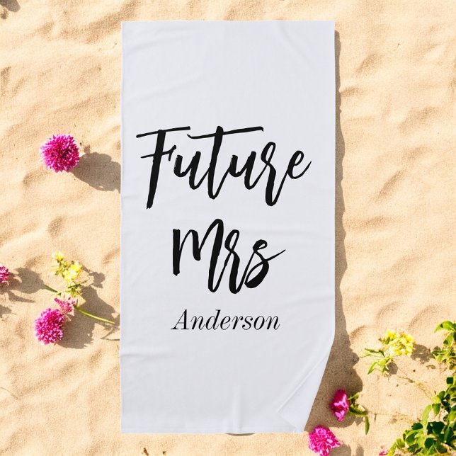 Serviette De Plage Futur Mme Black White Bachelorette Beach (Créateur téléchargé)