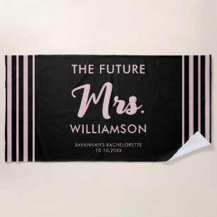 Serviette De Plage Futur Mme Nom Bachelorette Party Rose Black