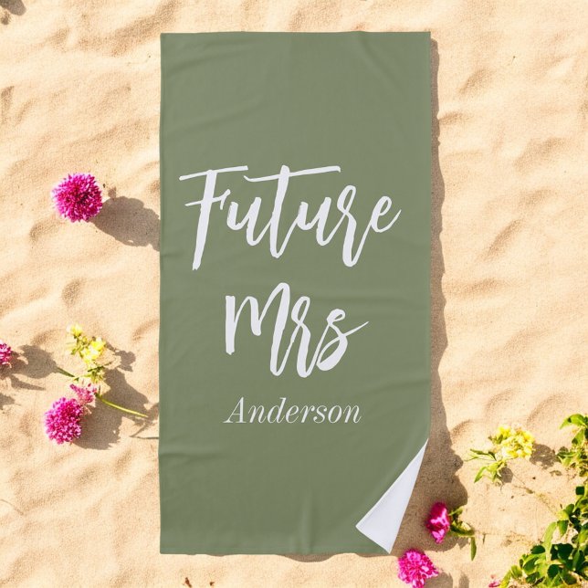 Serviette De Plage Future Mme Future mariée Sage Green Bachelorette (Créateur téléchargé)