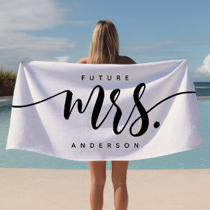 Serviette De Plage Future Mme Noir Et Blanc Nouvelle Mariée Personnal