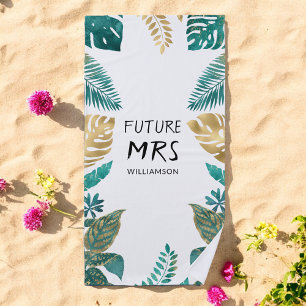 Serviette de plage Future Mrs Tropical Vert Or Bla