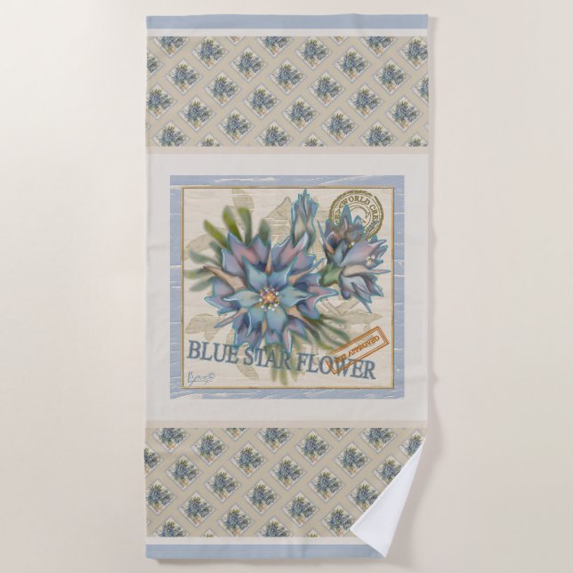 Serviette De Plage G Bureau de création Fleur bleue (Devant)