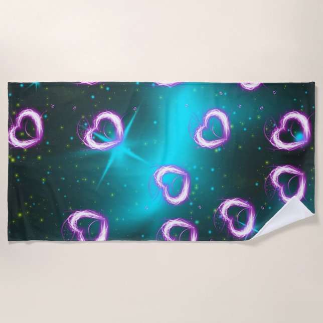 Serviette De Plage Galaxie de coeur (Devant)