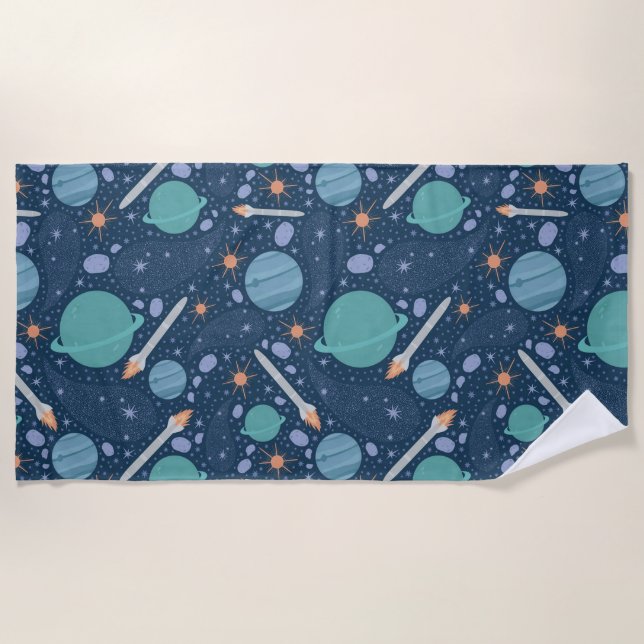 Serviette De Plage Galaxie des planètes et des roquettes (Devant)