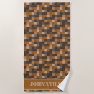 Serviette De Plage Gamer Brown de motif de Pixelated   personnalisé