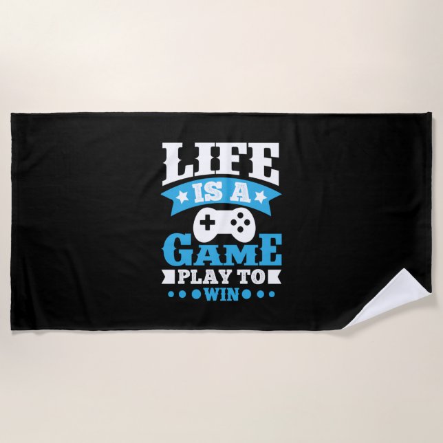 Serviette De Plage Gamer Gift Life Est Un Jeu (Devant)