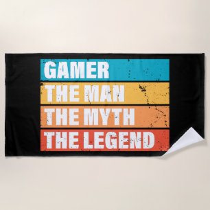 Serviette De Plage Gamer. L'Homme. Le Mythe. La Légende.