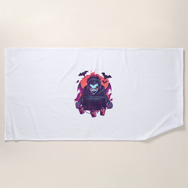 Serviette De Plage Gamer Vampire d'Halloween (Devant)