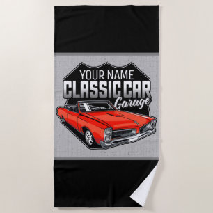 Serviette De Plage Garage de voiture classique convertible personnali