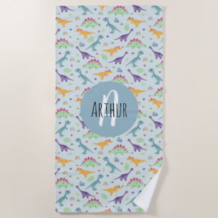 Serviette De Plage Garçons Cute Blue Dinosaur Motif Enfants