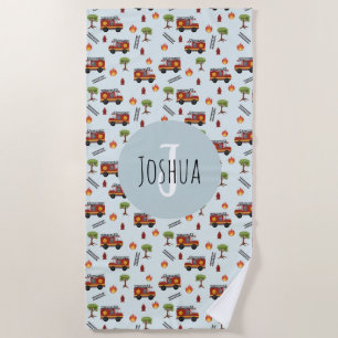 Serviette De Plage Garçons Cute Blue Feu Motif Camion Enfants