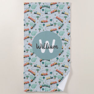 Serviette De Plage Garçons Cute Blue Train Voyage Enfants