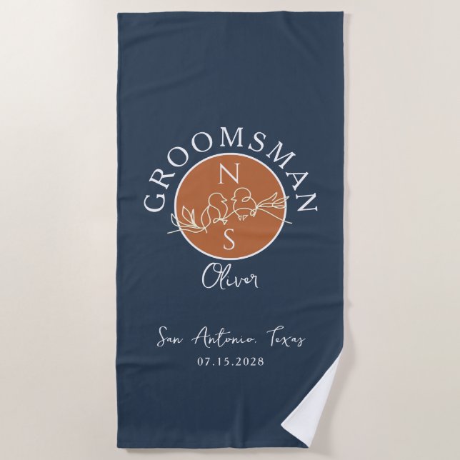 Serviette De Plage Garçons d'honneur personnalisés  (Devant)