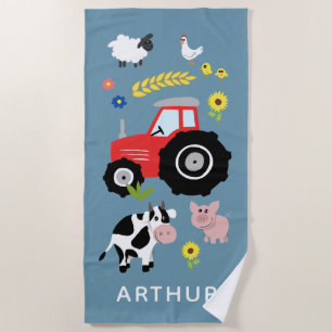 Serviette De Plage Garçons Joli et moderne tracteur agricole Enfants