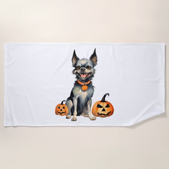 Serviette De Plage Gardes de Chiens Sharp Halloween Citrouilles Premi (Devant)