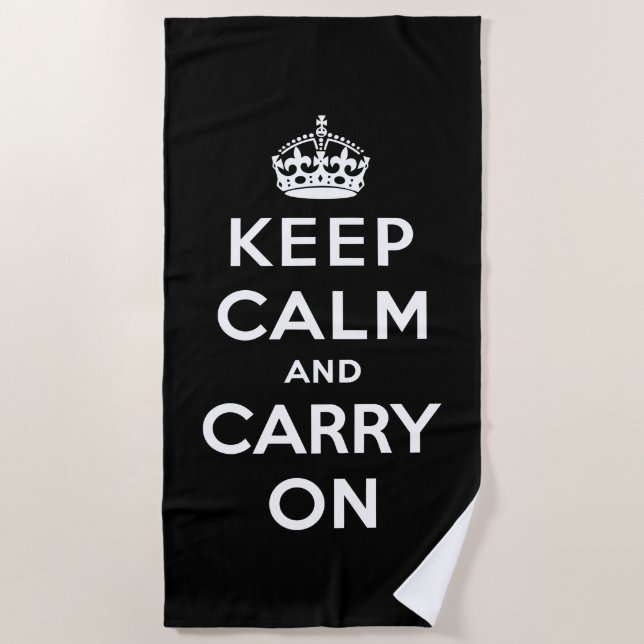 Serviette De Plage Gardez votre calme et continuez (Design Noir) (Devant)