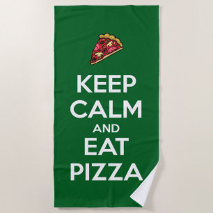 Serviette De Plage Gardez votre calme et mangez une pizza 2