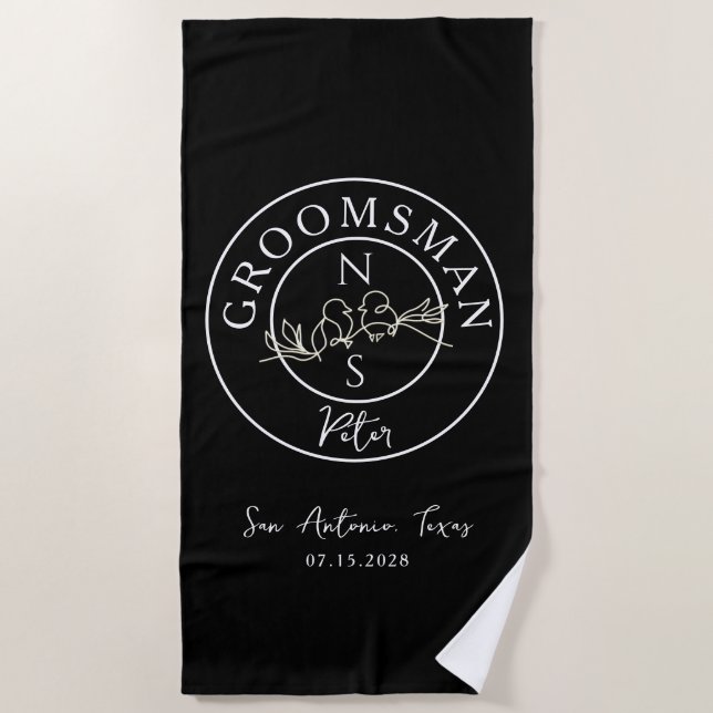 Serviette De Plage Garoçons d'honneur noirs  (Devant)