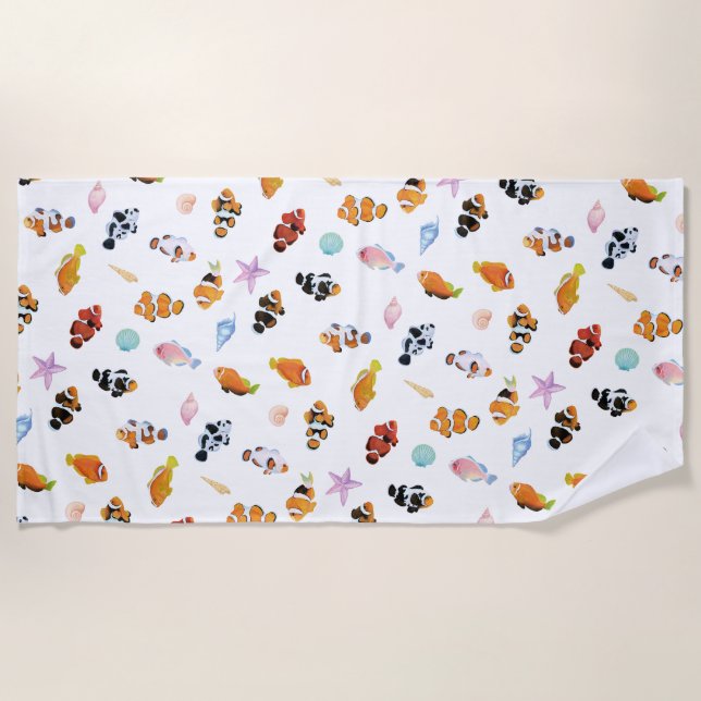 Serviette De Plage Gathering of Clownfish | Ocean Art Design (Devant)