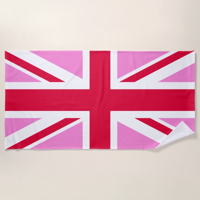 Serviette De Plage GAY PRIDE britannique (Union Jack rose) (Drapeau b (Devant)