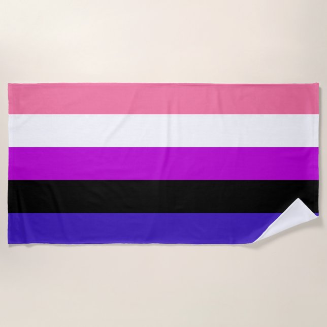 Serviette De Plage Genderfluidité Drapeau de fierté Plage (Devant)