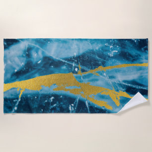 Serviette De Plage Géode Agate Gemstone Blue et Gold