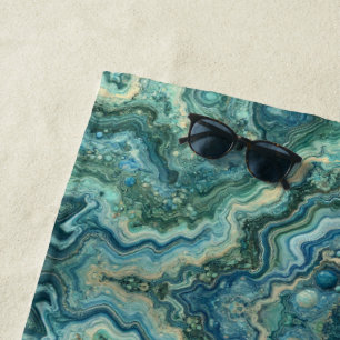 Serviette De Plage Géode de cristal vert et bleu