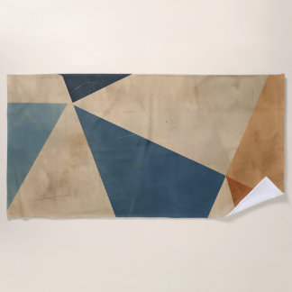 Serviette De Plage Geometric Pattern in Blues, Tans, and Rust