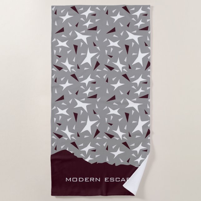 Serviette De Plage Géométrie subtile : Étoiles et Triangles – Gris (Devant)