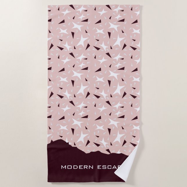 Serviette De Plage Géométrie subtile : Étoiles et Triangles – Rose (Devant)