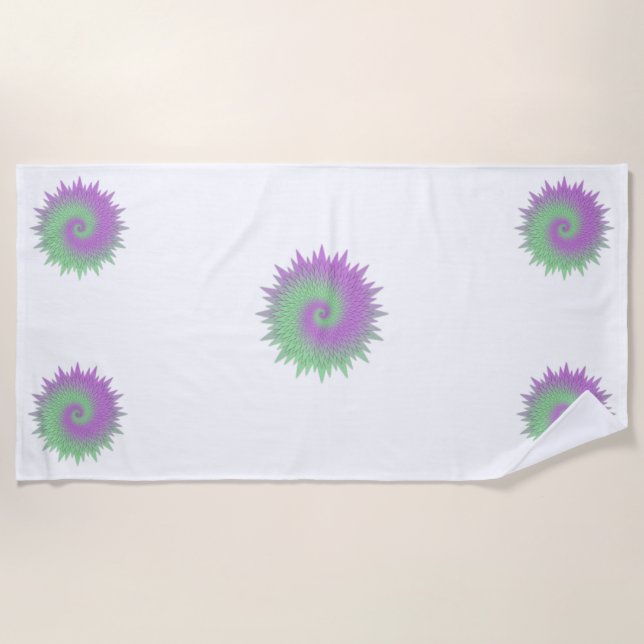 Serviette De Plage Géométrique Violet et Vert (Devant)